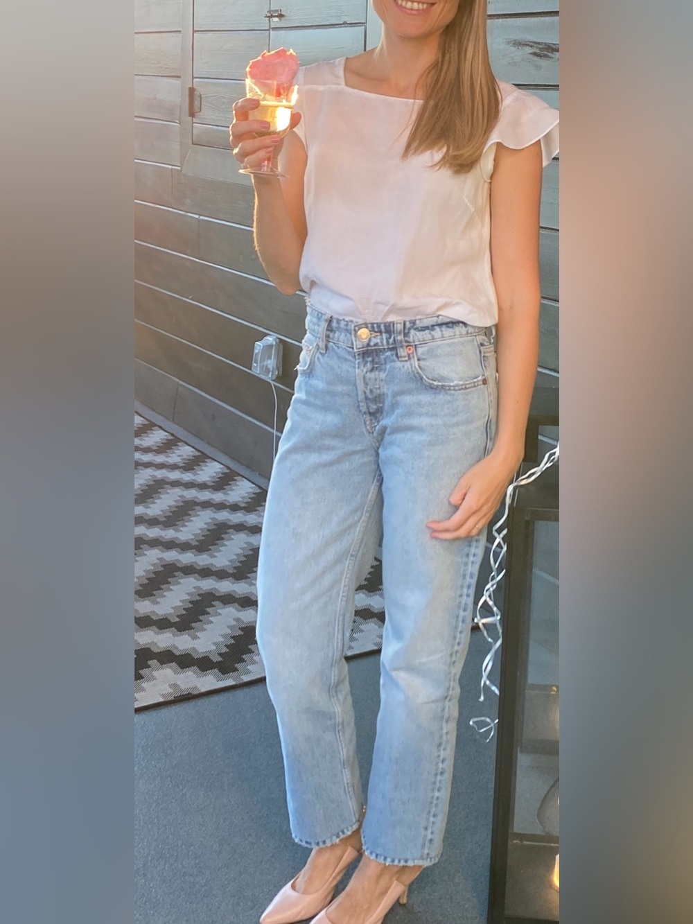 Zara Light Blue Straight Leg Jeans